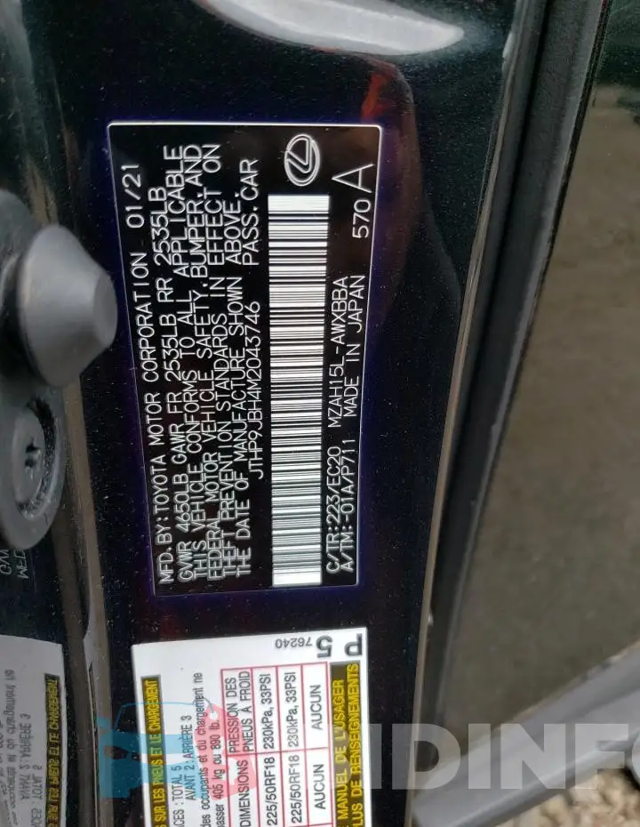 JTHP9JBH4M2043746 Photo# 13