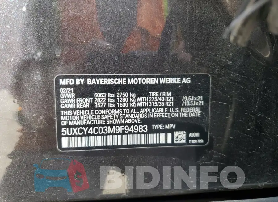5UXCY4C03M9F94983 Photo# 13