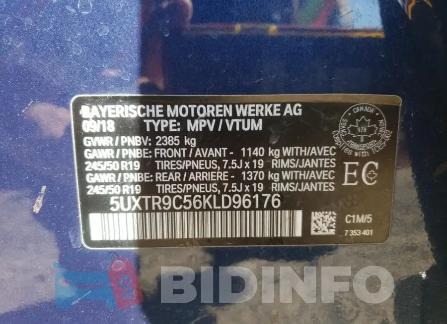 5UXTR9C56KLD96176 Photo# 13