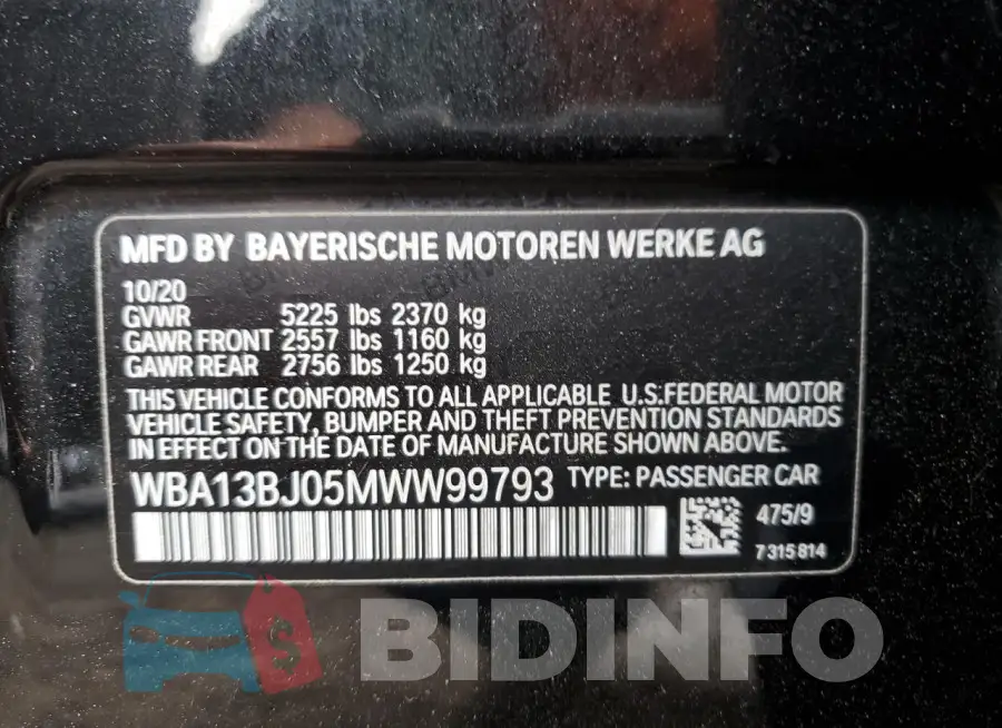 WBA13BJ05MWW99793 Photo# 12
