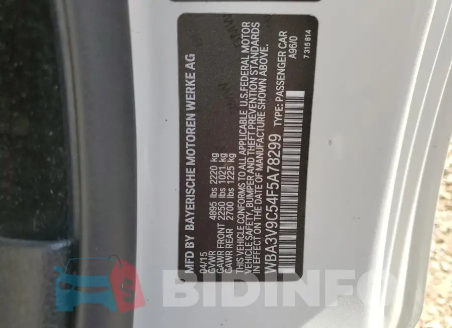 WBA3V9C54F5A78299 Photo# 12