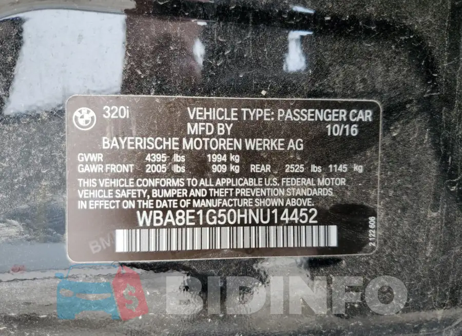 WBA8E1G50HNU14452 Photo# 12