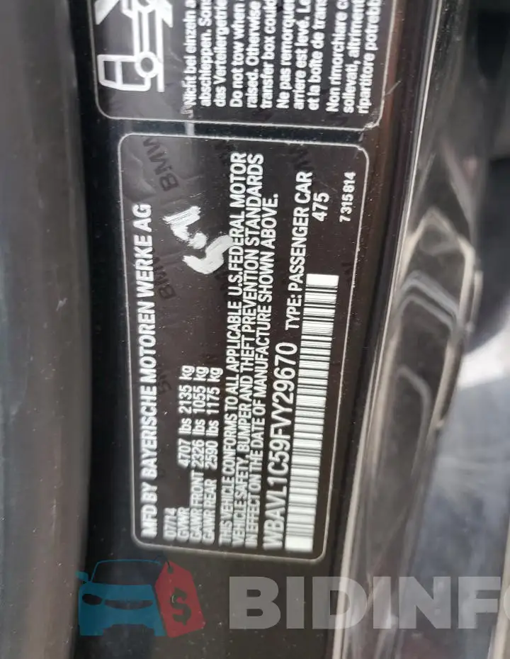 WBAVL1C59FVY29670 Photo# 13