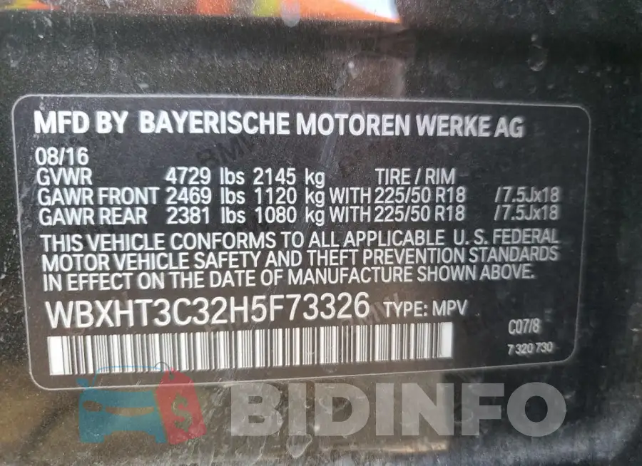 WBXHT3C32H5F73326 Photo# 13
