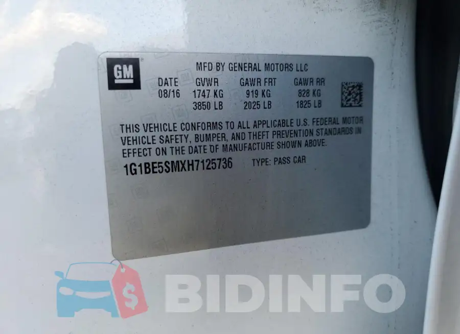1G1BE5SMXH7125736 Photo# 13
