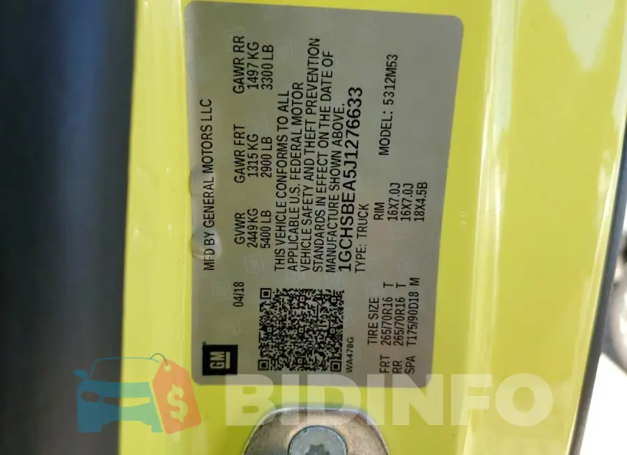 1GCHSBEA5J1276633 Photo# 12