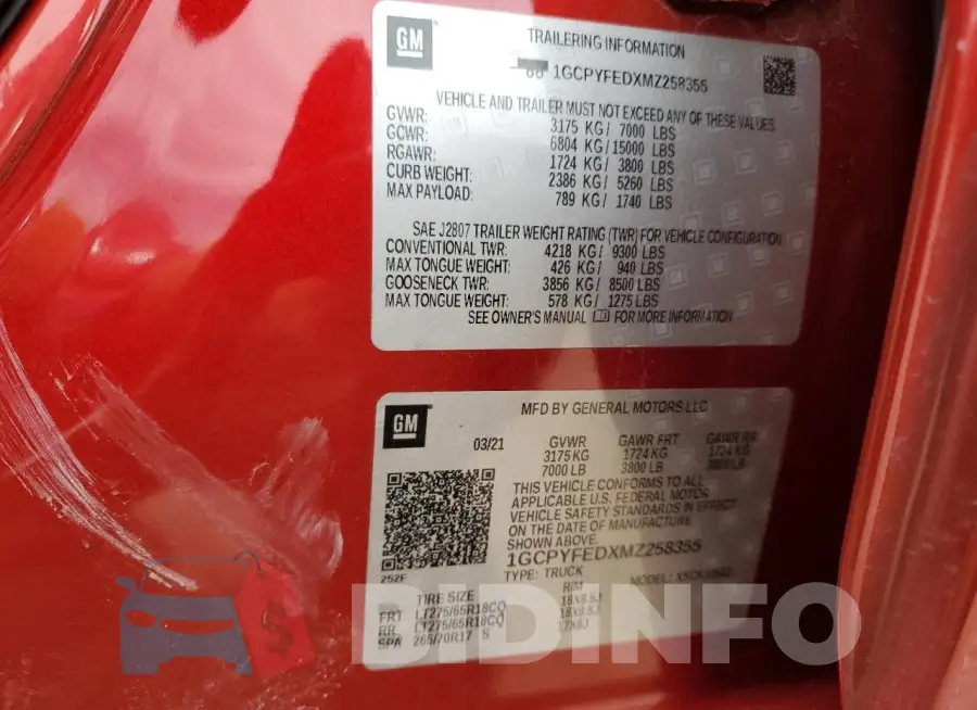 1GCPYFEDXMZ258355 Photo# 12