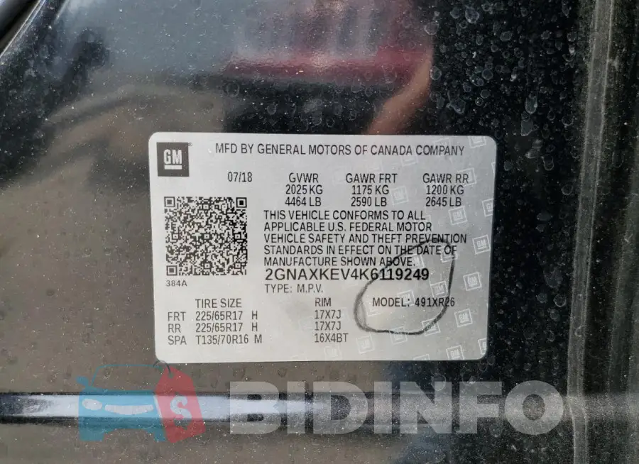 2GNAXKEV4K6119249 Photo# 14