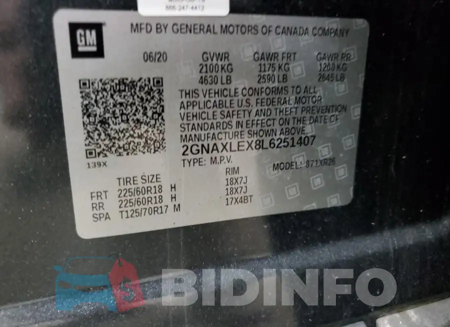 2GNAXLEX8L6251407 Photo# 14