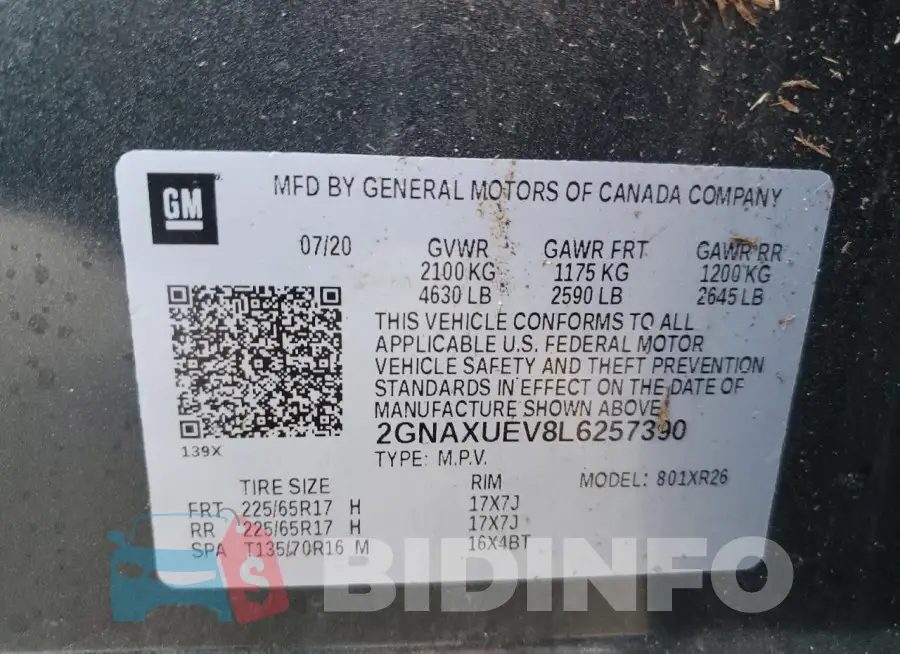 2GNAXUEV8L6257390 Photo# 14