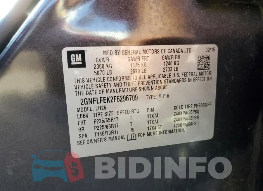 2GNFLFEK2F6296709 Photo# 13