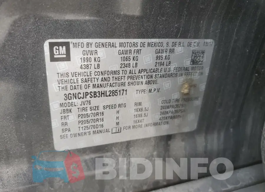 3GNCJPSB3HL285171 Photo# 14