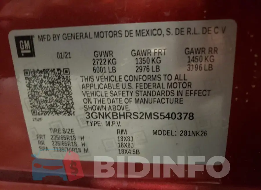 3GNKBHRS2MS540378 Photo# 13