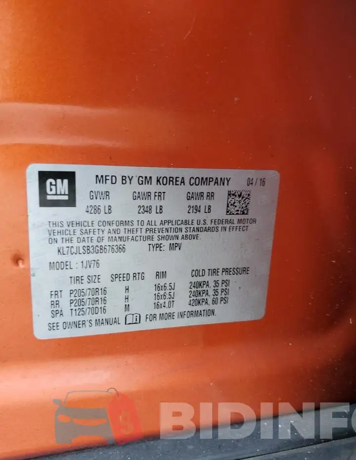 KL7CJLSB3GB676366 Photo# 13