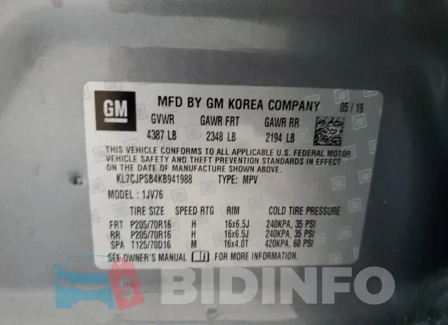 KL7CJPSB4KB941988 Photo# 13