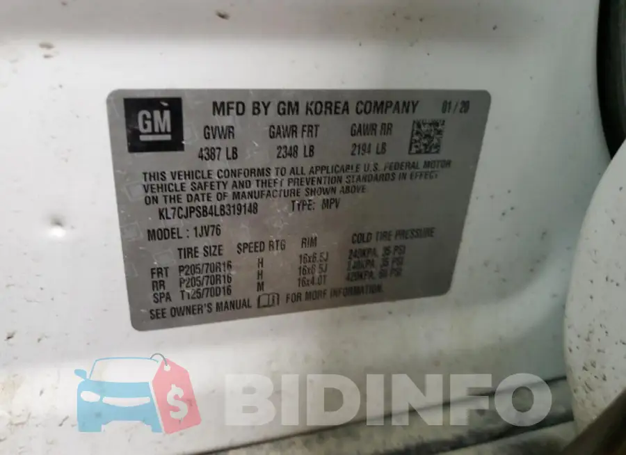 KL7CJPSB4LB319148 Photo# 14