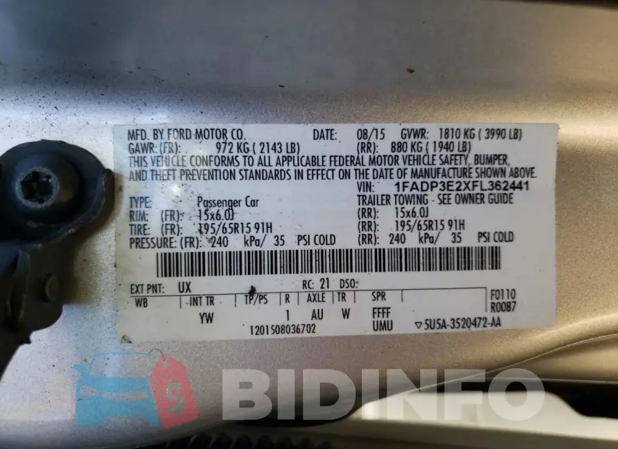 1FADP3E2XFL362441 Photo# 12
