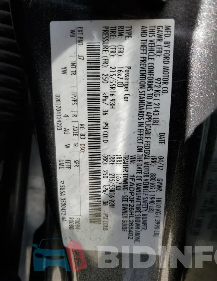 1FADP3F26HL265402 Photo# 12