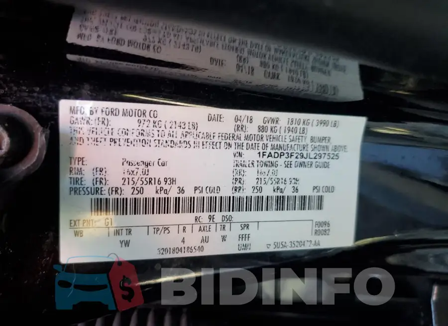 1FADP3F29JL297525 Photo# 13