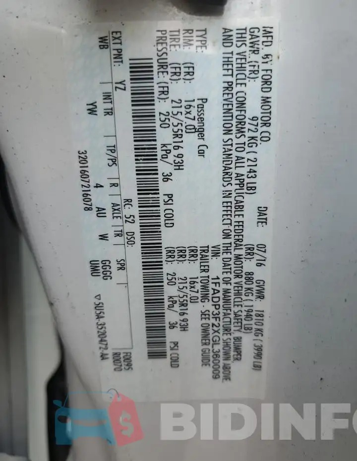 1FADP3F2XGL360009 Photo# 12