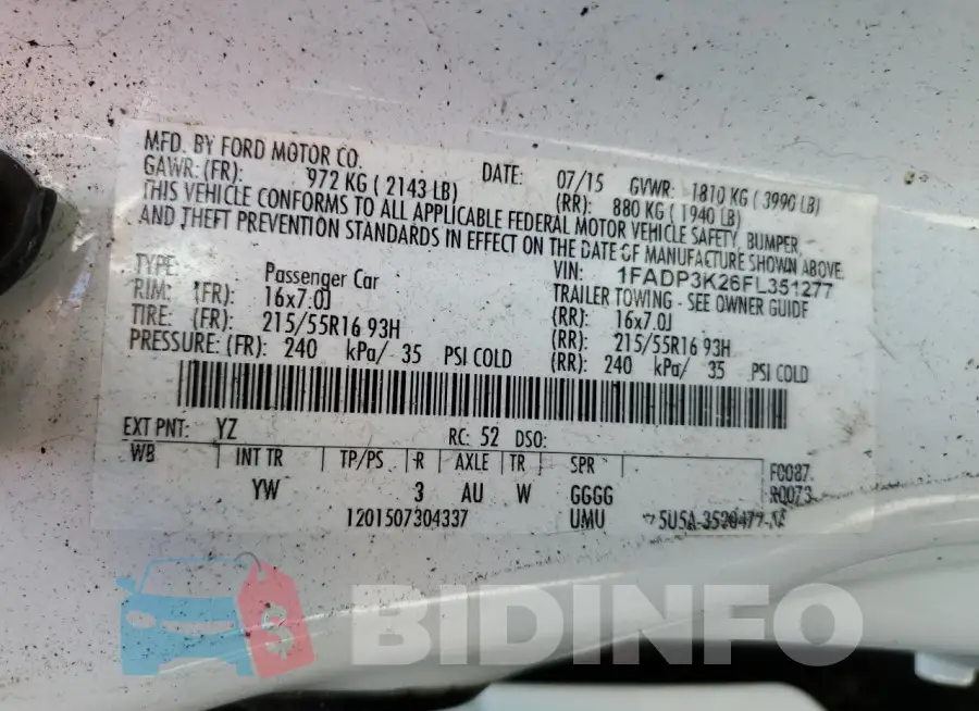 1FADP3K26FL351277 Photo# 12
