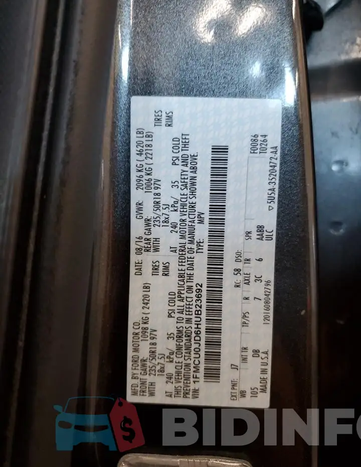 1FMCU0JD6HUB23692 Photo# 13