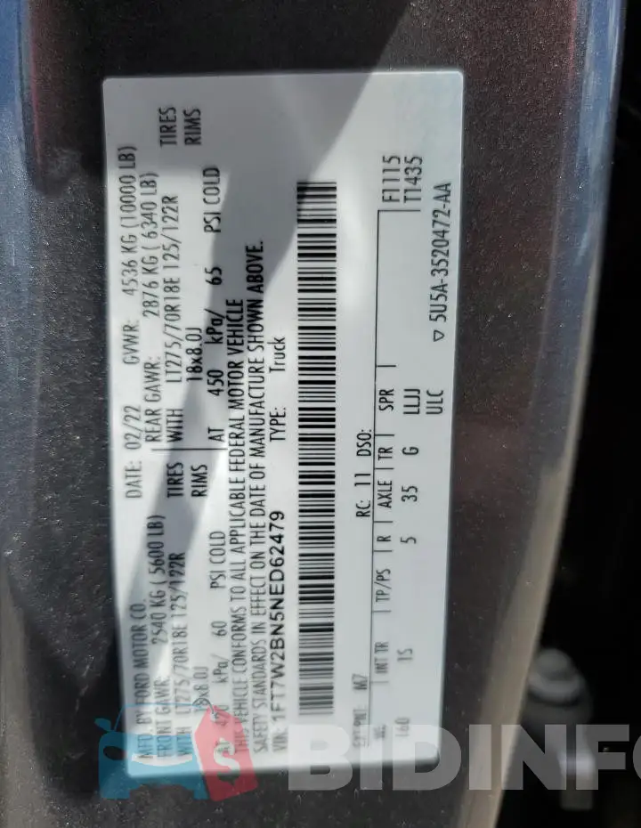 1FT7W2BN5NED62479 Photo# 12