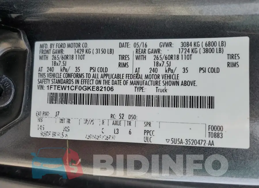 1FTEW1CF0GKE82106 Photo# 12