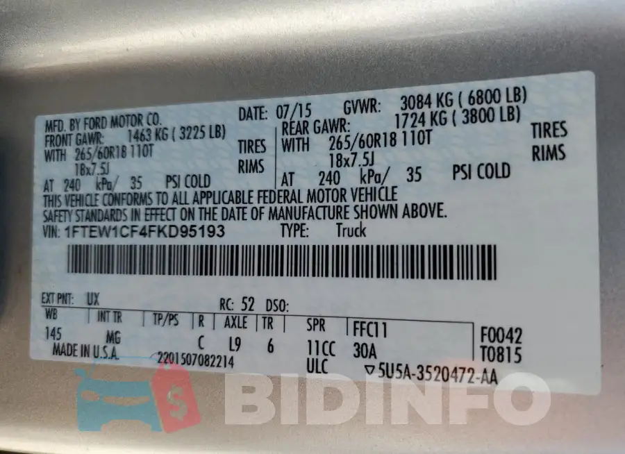 1FTEW1CF4FKD95193 Photo# 12