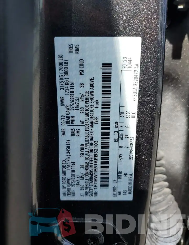 1FTEW1E51KFB32103 Photo# 12