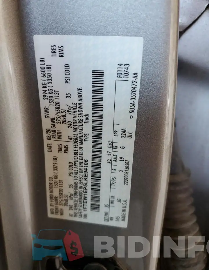 1FTEW1EP5LKE94106 Photo# 12