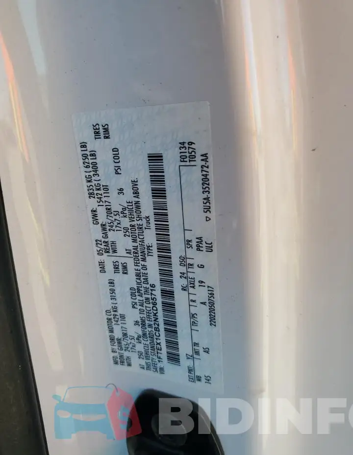 1FTEX1CB2NKD65716 Photo# 13