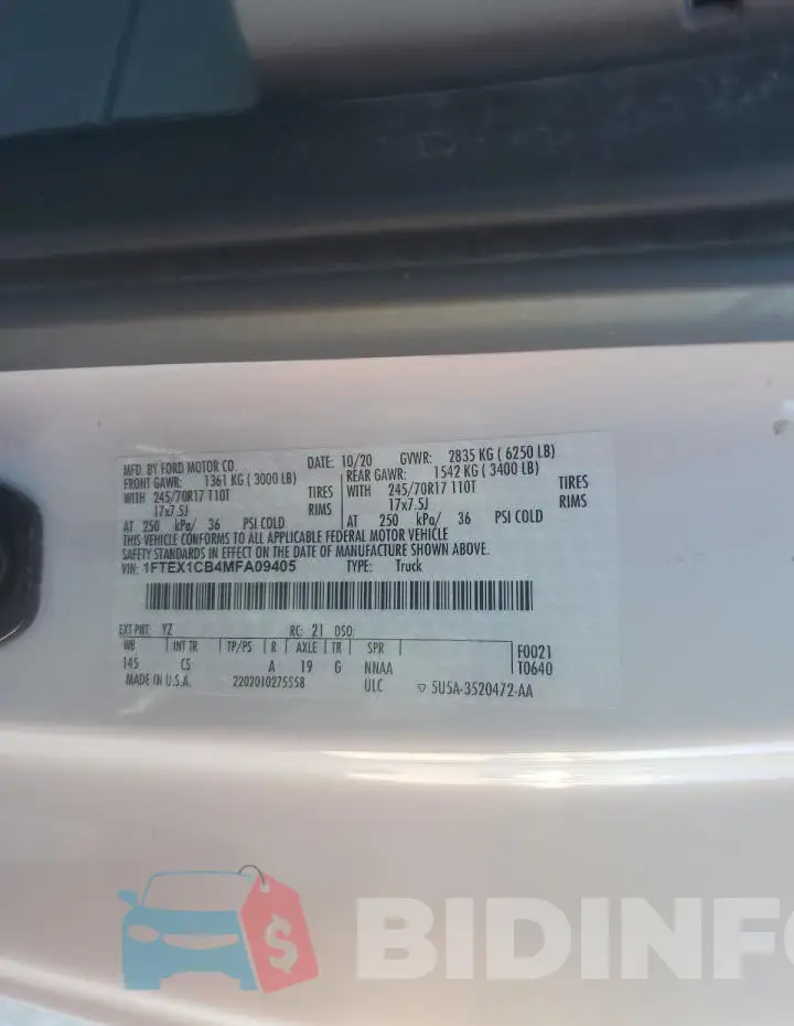 1FTEX1CB4MFA09405 Photo# 12