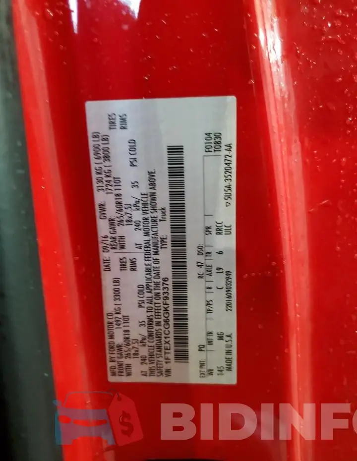 1FTEX1CG6GKF93376 Photo# 12