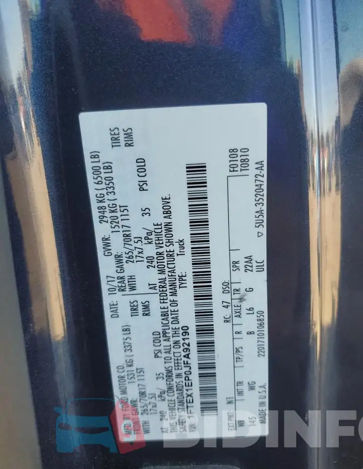 1FTEX1EP0JFA92190 Photo# 12