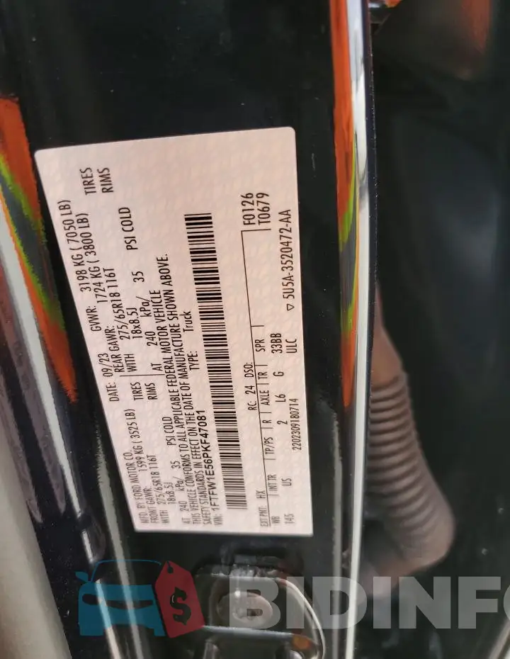 1FTFW1E56PKF47081 Photo# 13