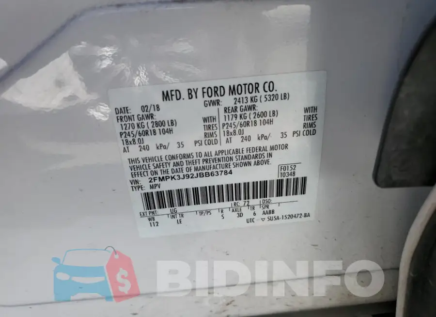 2FMPK3J92JBB63784 Photo# 13