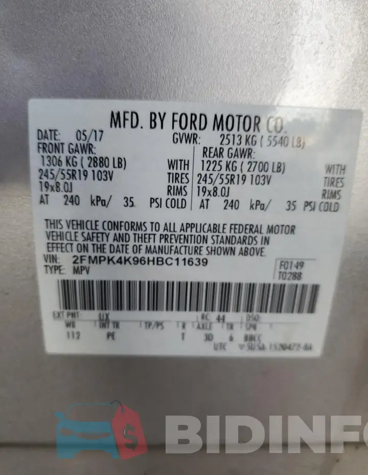 2FMPK4K96HBC11639 Photo# 14