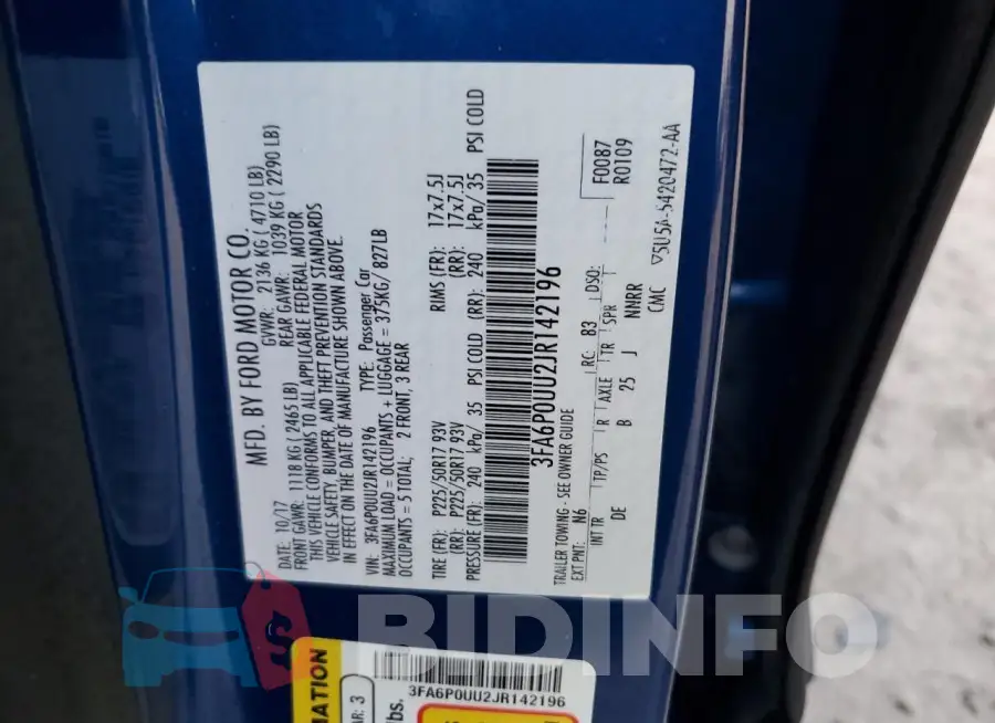 3FA6P0UU2JR142196 Photo# 12