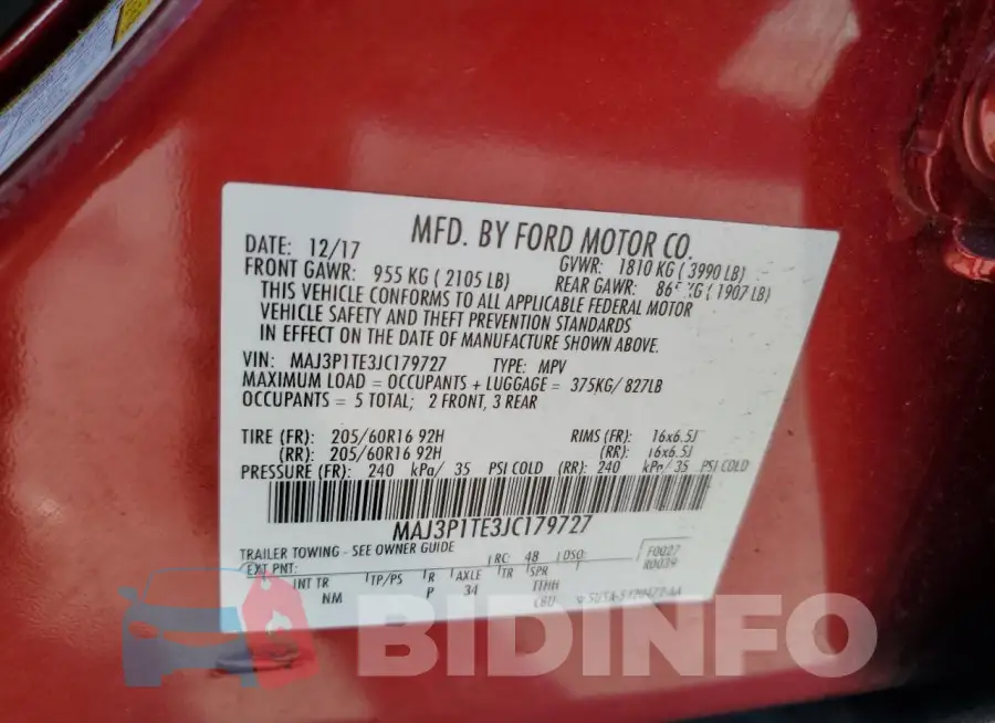 MAJ3P1TE3JC179727 Photo# 13