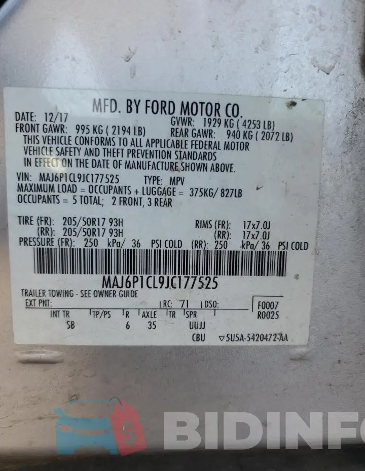 MAJ6P1CL9JC177525 Photo# 12