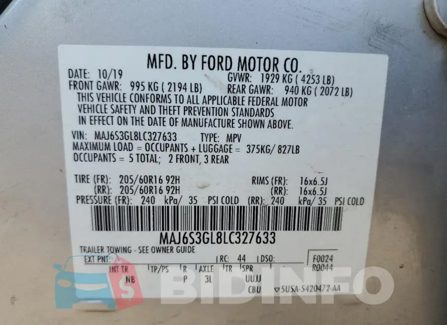 MAJ6S3GL8LC327633 Photo# 13