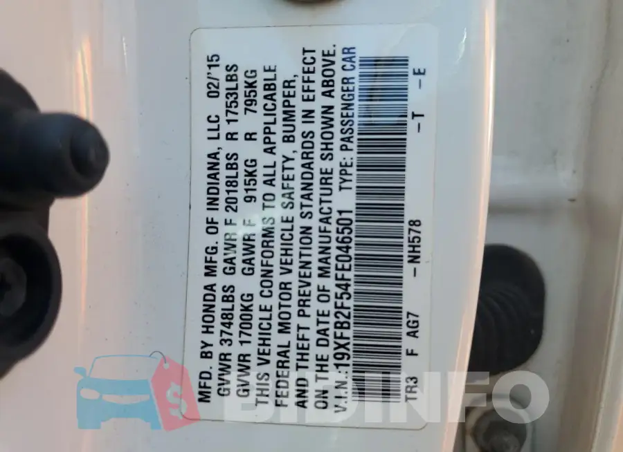 19XFB2F54FE046501 Photo# 12