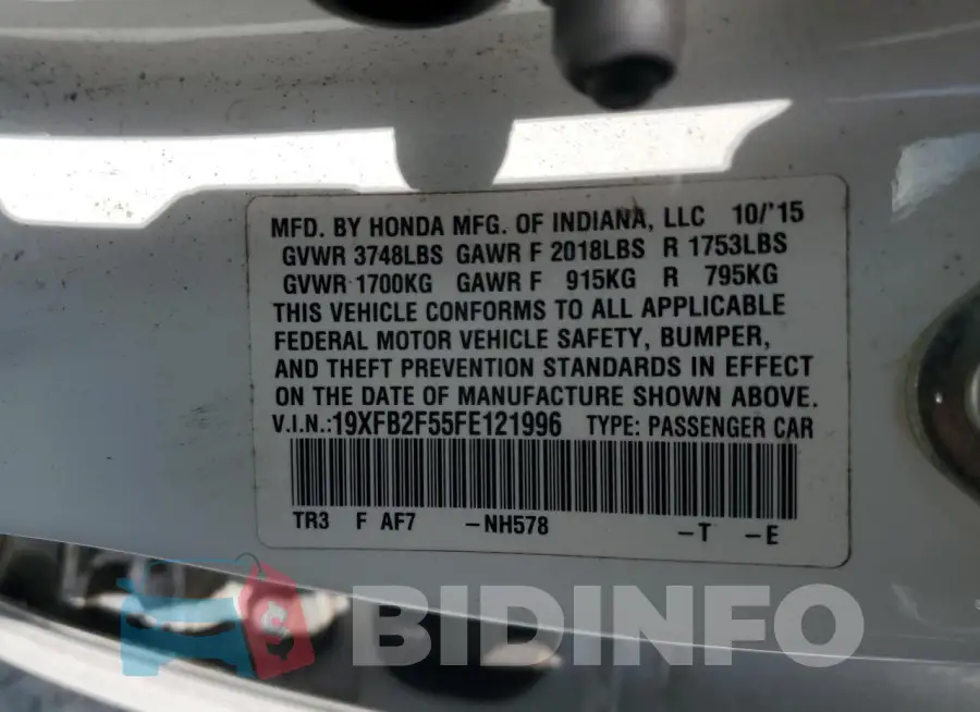 19XFB2F55FE121996 Photo# 12