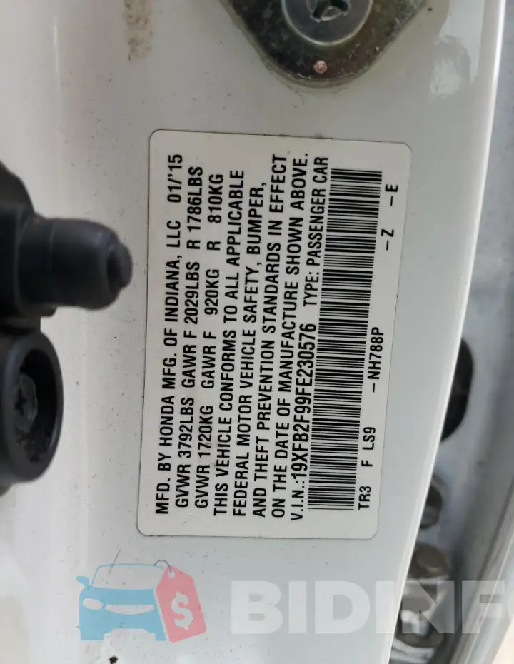 19XFB2F99FE230576 Photo# 12
