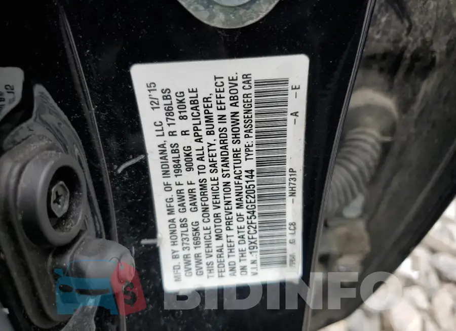 19XFC2F54GE205144 Photo# 13