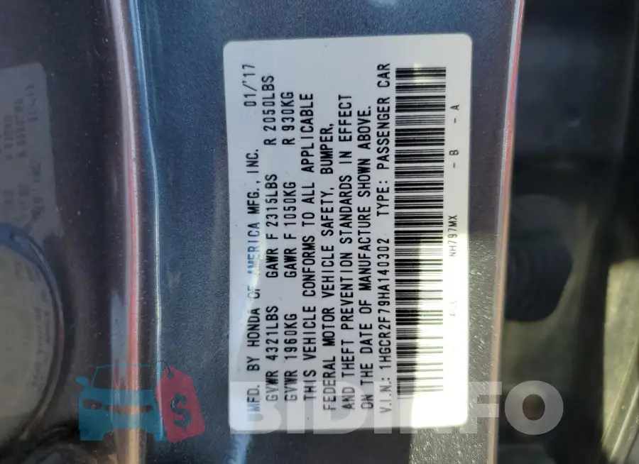 1HGCR2F79HA140302 Photo# 13