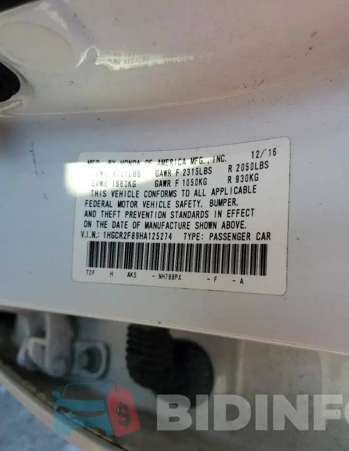 1HGCR2F89HA125274 Photo# 13
