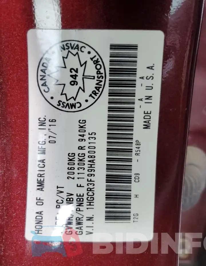 1HGCR3F99HA800135 Photo# 13