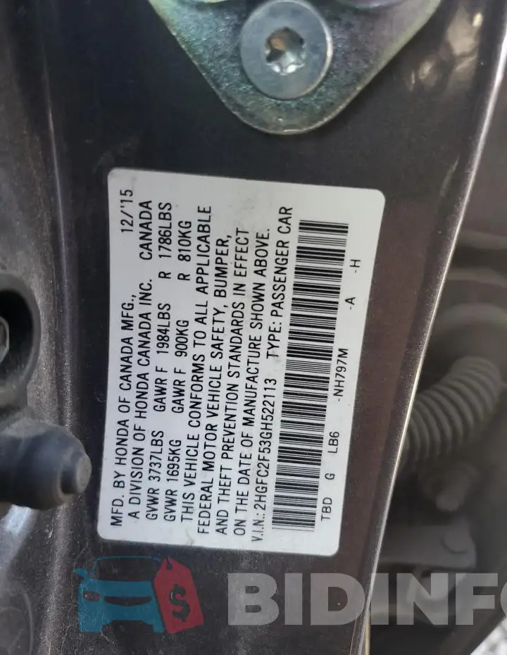 2HGFC2F53GH522113 Photo# 12